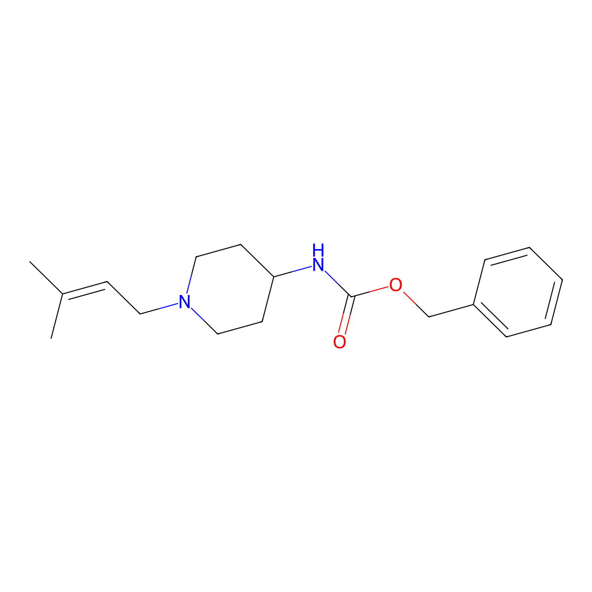 benzyl N-[1-(3-methylbut-2-en-1-yl)piperidin-4-yl]carbamate molecular structure, CAS 2097264-25-8