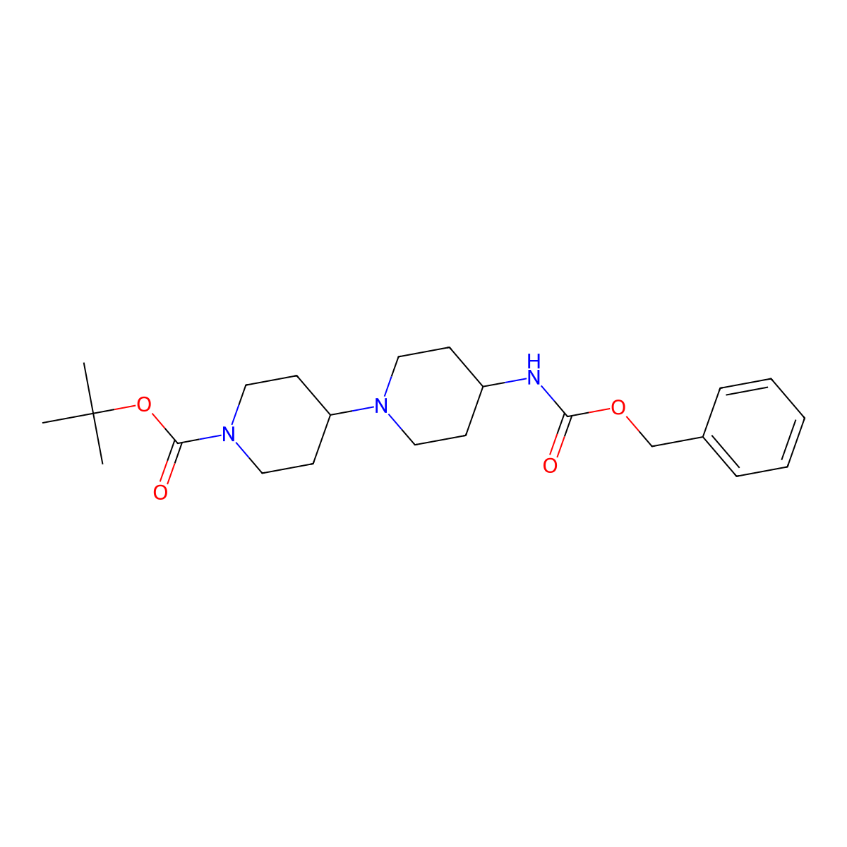 Tert-butyl 4-(benzyloxycarbonylamino)-1,4'-bipiperidine-1'-carboxylate molecular structure, CAS 2097264-31-6