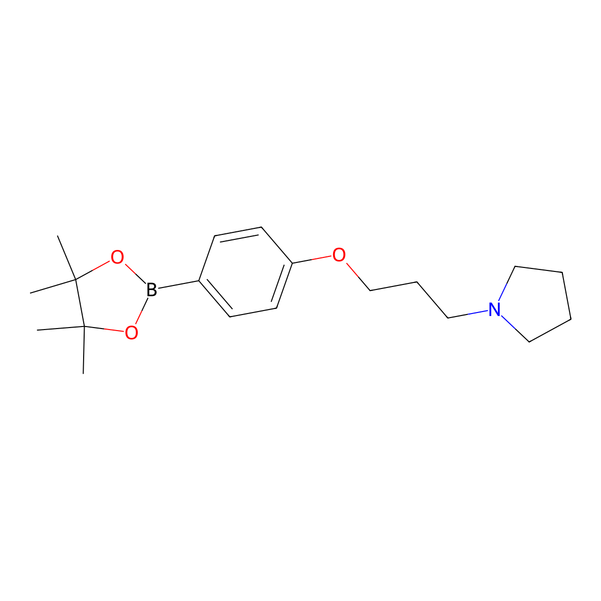 1-{3-[4-(Tetramethyl-1,3,2-dioxaborolan-2-yl)phenoxy]propyl}pyrrolidine molecular structure, CAS 2097277-05-7