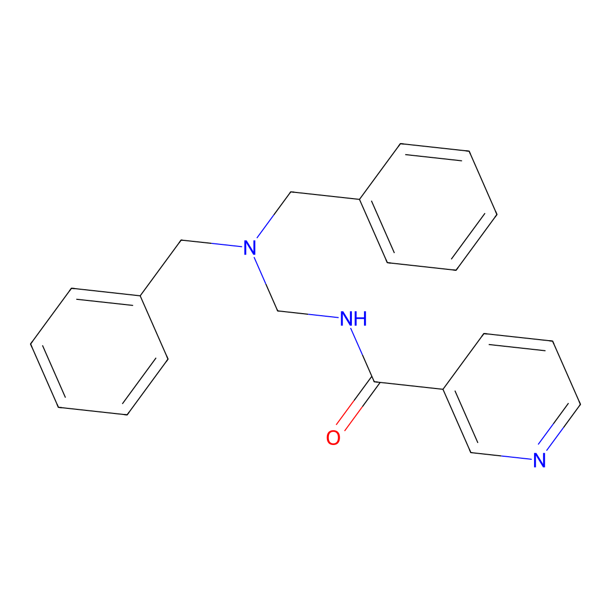 N-[(dibenzylamino)methyl]pyridine-3-carboxamide molecular structure, CAS 20973-56-2