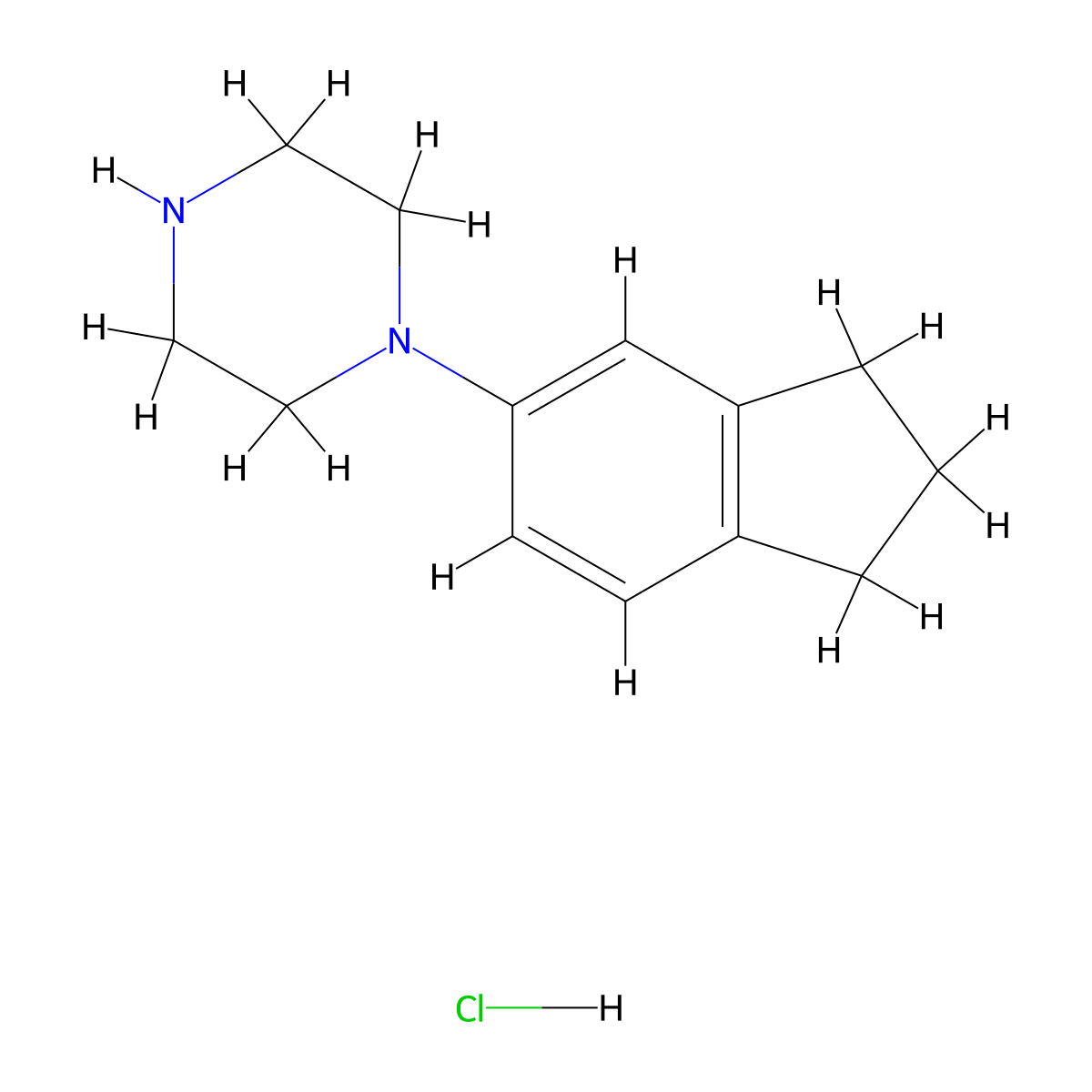 1-(2,3-dihydro-1H-inden-5-yl)piperazine hydrochloride molecular structure, CAS 209733-12-0