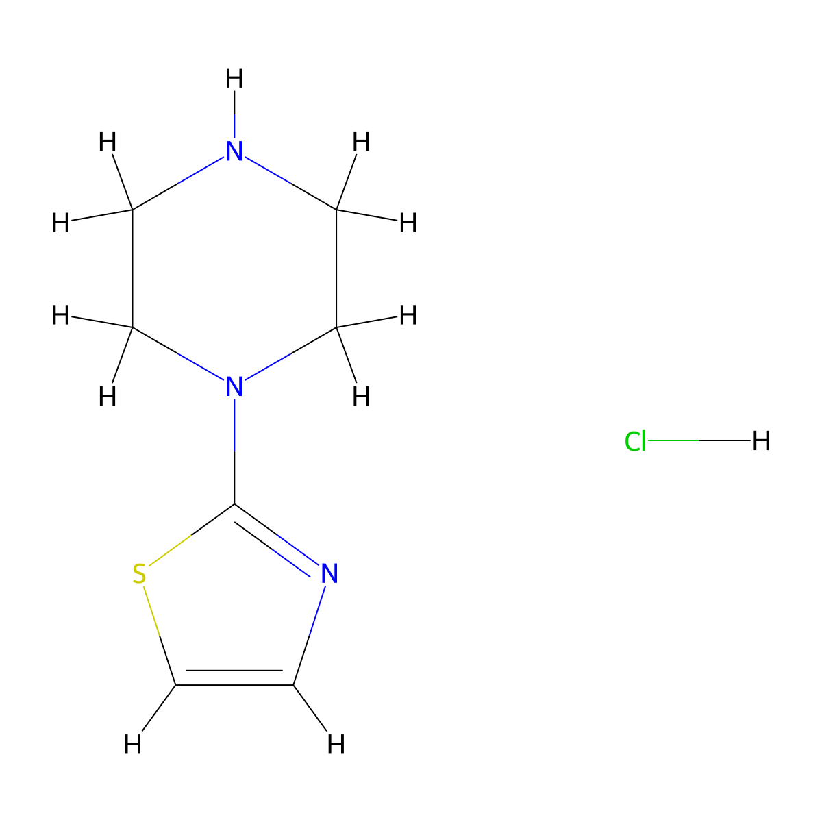 1-(1,3-Thiazol-2-yl)piperazine--hydrogen chloride (1/1) molecular structure, CAS 209733-13-1