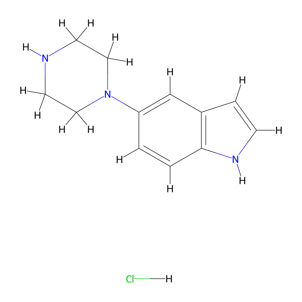 5-Piperazin-1-yl-1H-indole; hydrochloride molecular structure, CAS 209733-15-3