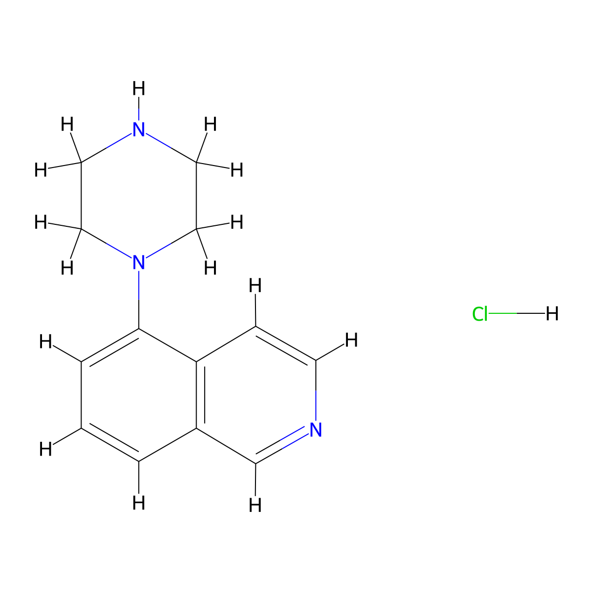 5-(Piperazin-1-yl)isoquinoline hydrochloride molecular structure, CAS 209733-17-5