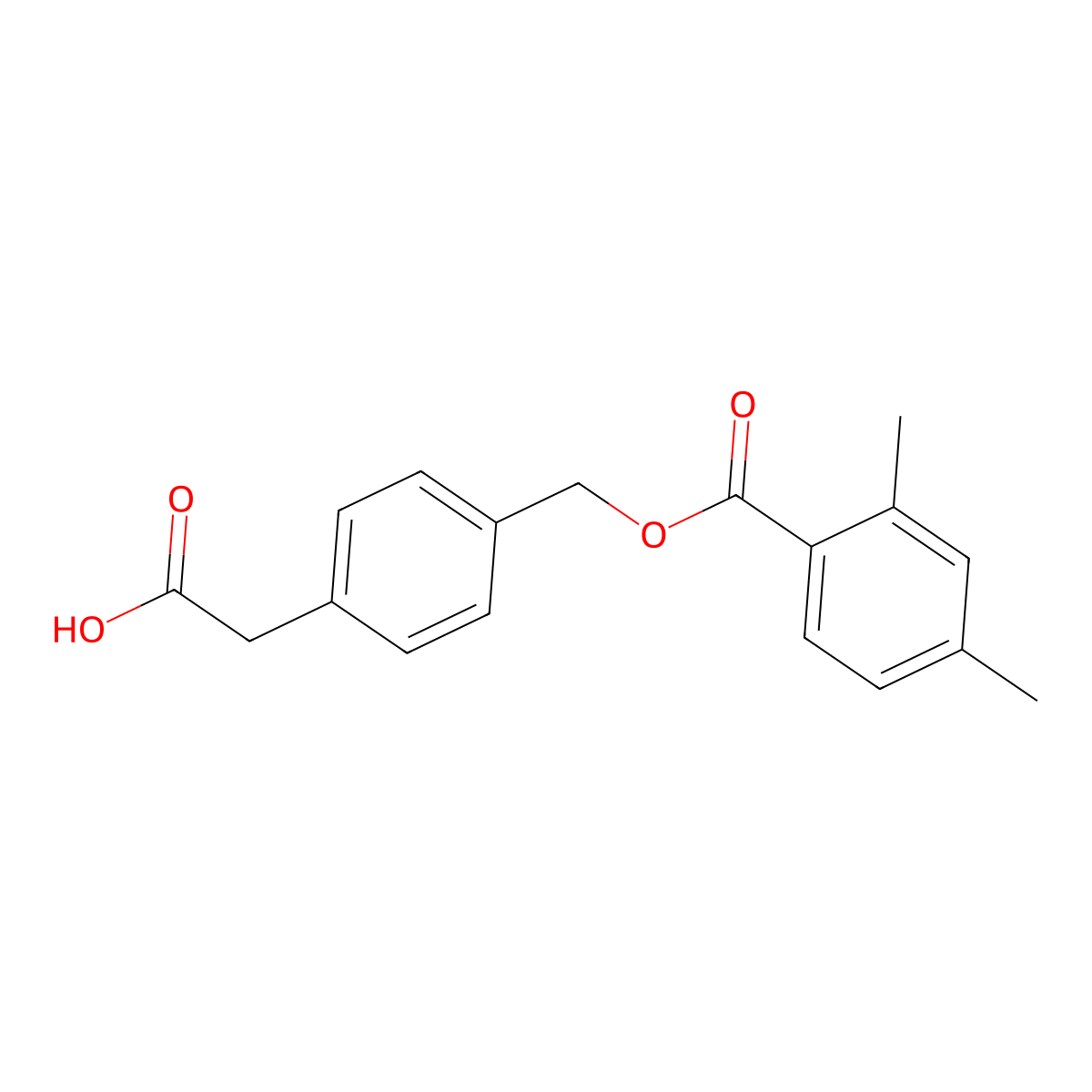 2-(4-(((2,4-Dimethylbenzoyl)oxy)methyl)phenyl)acetic acid molecular structure, CAS 2097334-16-0