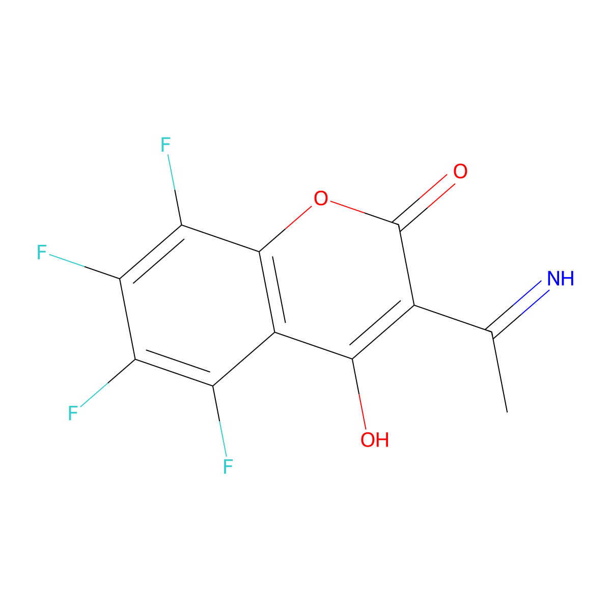 2H-1-Benzopyran-2-one, 5,6,7,8-tetrafluoro-4-hydroxy-3-(1-iminoethyl)- molecular structure, CAS 209736-53-8