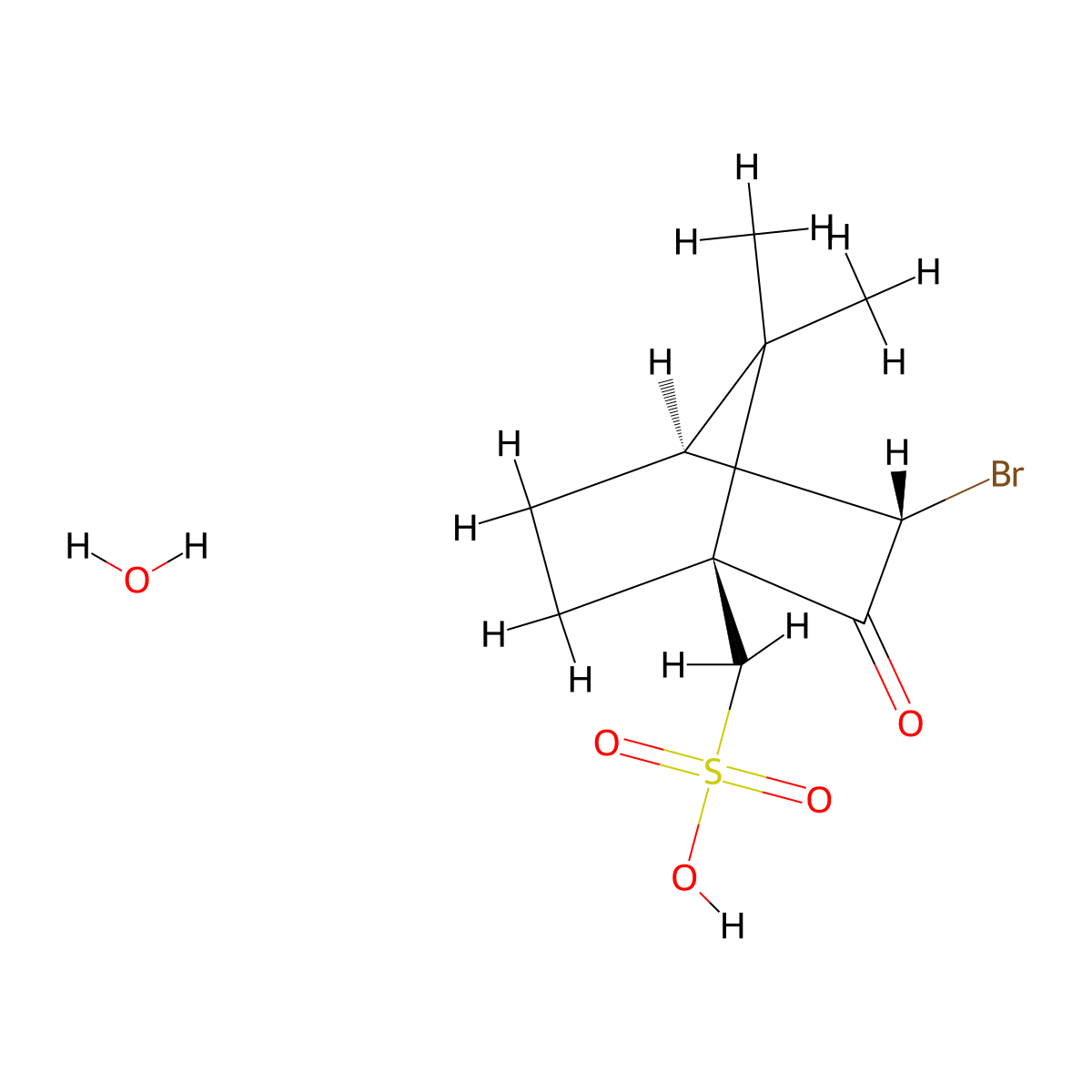 (+)-3-Bromocamphor-10-sulfonic acid hydrate molecular structure, CAS 209736-59-4