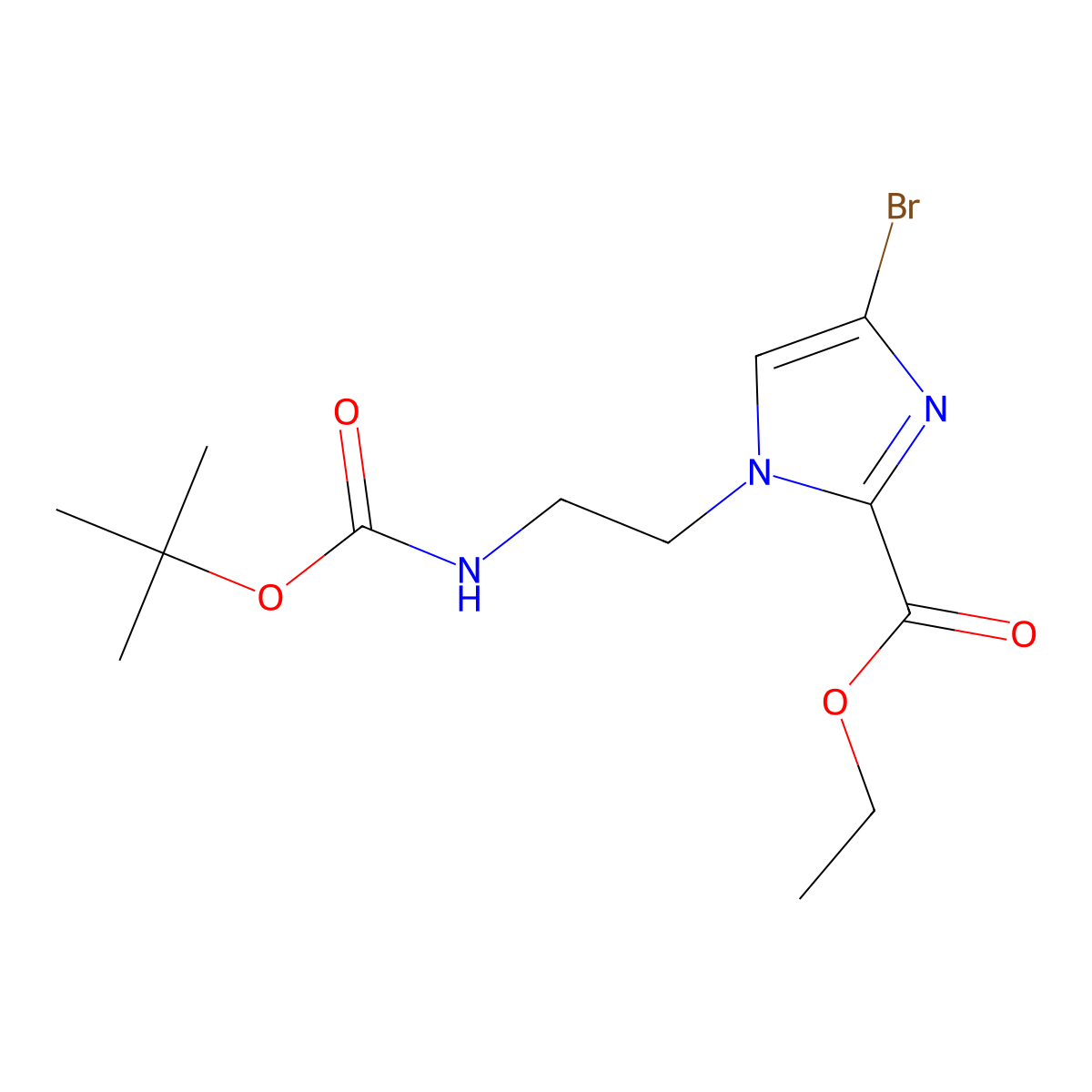 4-Bromo-1-[2-[[(1,1-dimethylethoxy)carbonyl]amino]ethyl]-1H-imidazole-2-carboxylic acid ethyl ester molecular structure, CAS 2097417-09-7