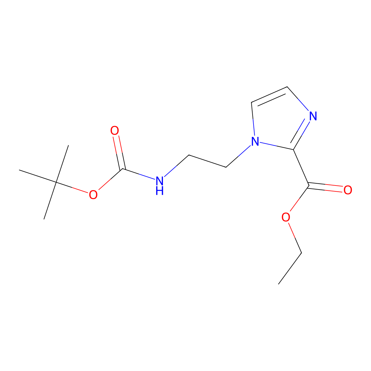 ethyl 1-(2-((tert-butoxycarbonyl)amino)ethyl)-1H-imidazole-2-carboxylate molecular structure, CAS 2097417-10-0