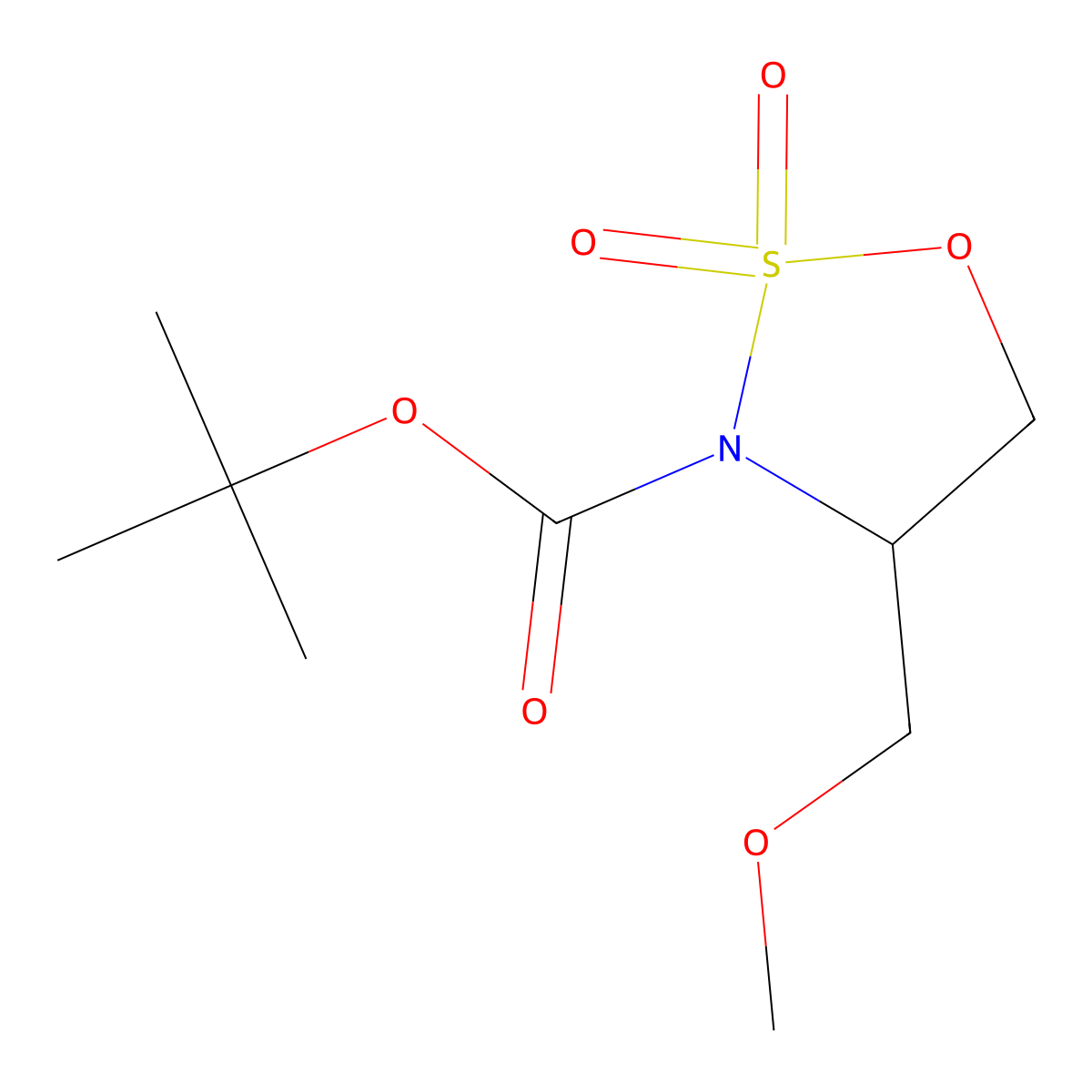 tert-Butyl (R)-4-(methoxymethyl)-1,2,3-oxathiazolidine-3-carboxylate 2,2-dioxide molecular structure, CAS 2097417-90-6