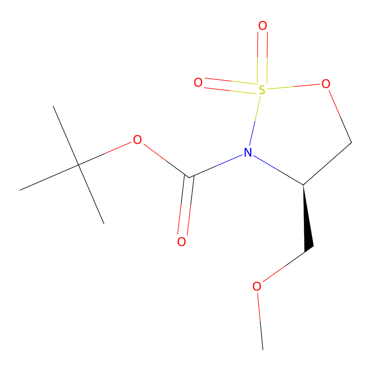 tert-Butyl (R)-4-(methoxymethyl)-1,2,3-oxathiazolidine-3-carboxylate 2,2-dioxide molecular structure, CAS 2097417-90-6
