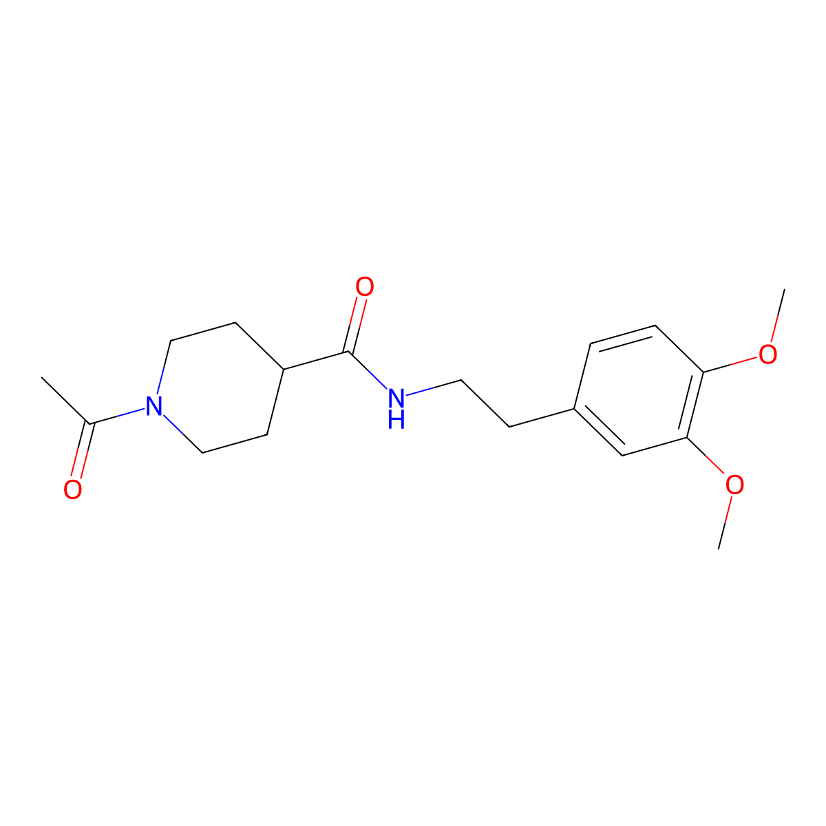 1-acetyl-N-[2-(3,4-dimethoxyphenyl)ethyl]piperidine-4-carboxamide molecular structure, CAS 209744-11-6