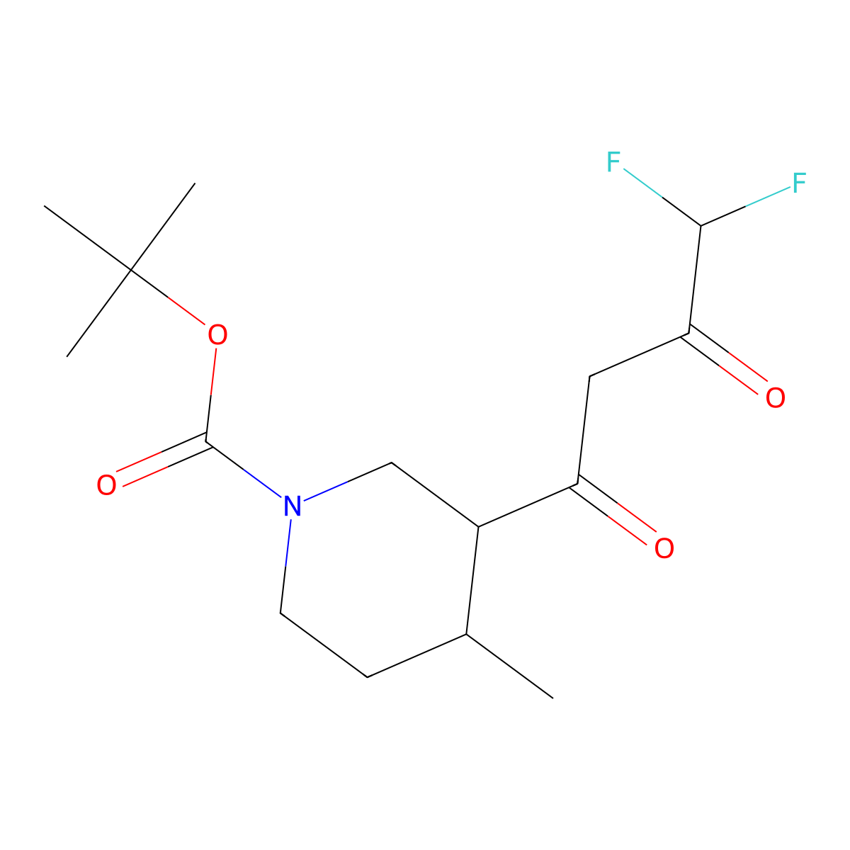 tert-Butyl 3-(4,4-difluoro-3-oxobutanoyl)-4-methylpiperidine-1-carboxylate molecular structure, CAS 2097493-41-7