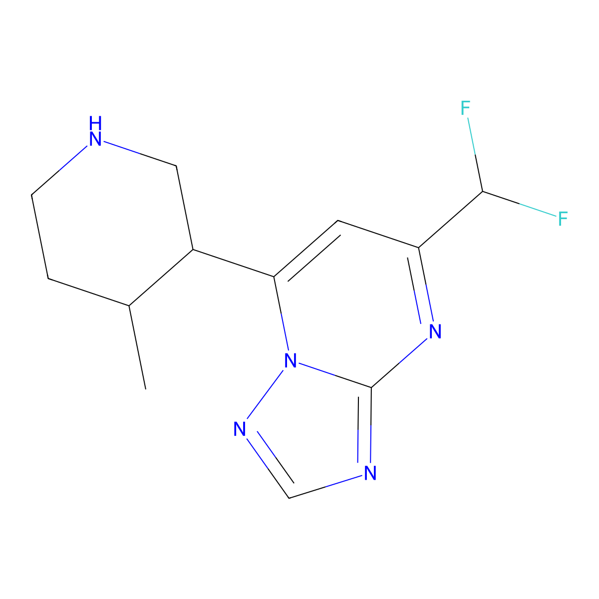5-(Difluoromethyl)-7-((3S,4R)-4-methylpiperidin-3-yl)-[1,2,4]triazolo[1,5-a]pyrimidine molecular structure, CAS 2097493-45-1