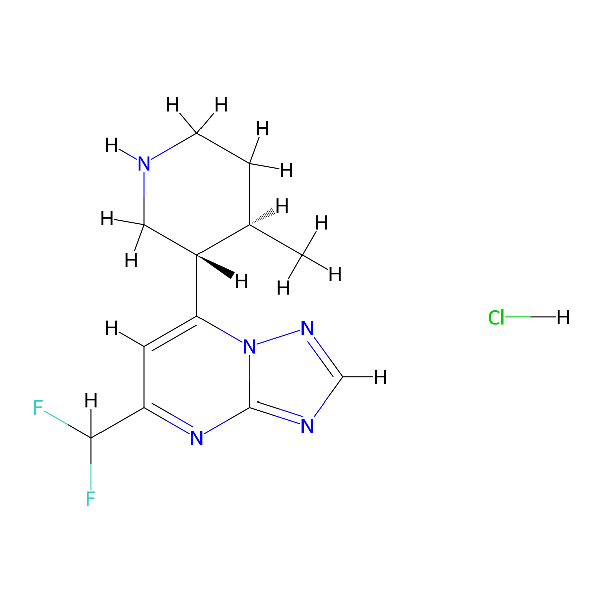5-(Difluoromethyl)-7-((3S,4R)-4-methylpiperidin-3-yl)-[1,2,4]triazolo[1,5-a]pyrimidine Xhydrochloride molecular structure, CAS 2097493-47-3