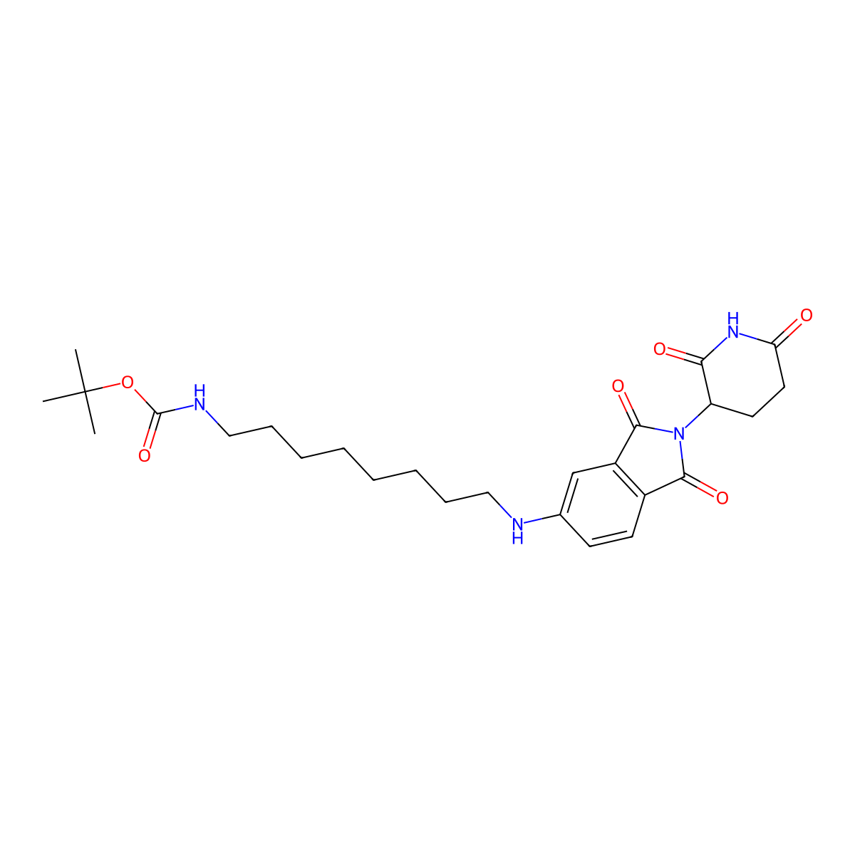 Tert-butyl (8-((2-(2,6-dioxopiperidin-3-yl)-1,3-dioxoisoindolin-5-yl)amino)octyl)carbamate molecular structure, CAS 2097509-30-1