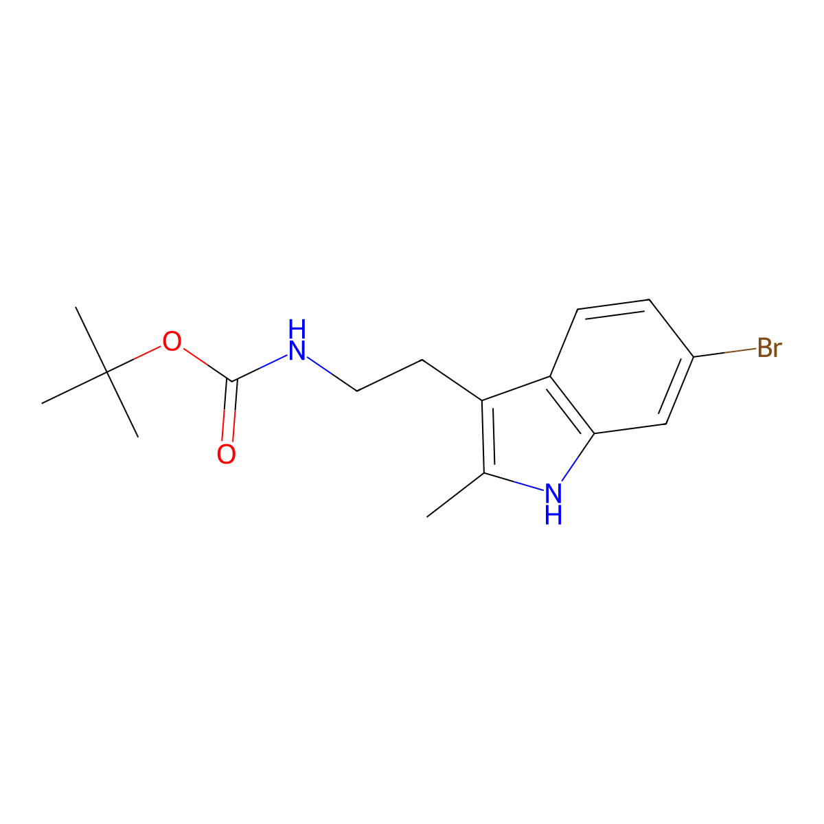 Tert-butyl N-[2-(6-bromo-2-methyl-1H-indol-3-yl)ethyl]carbamate molecular structure, CAS 2097560-66-0