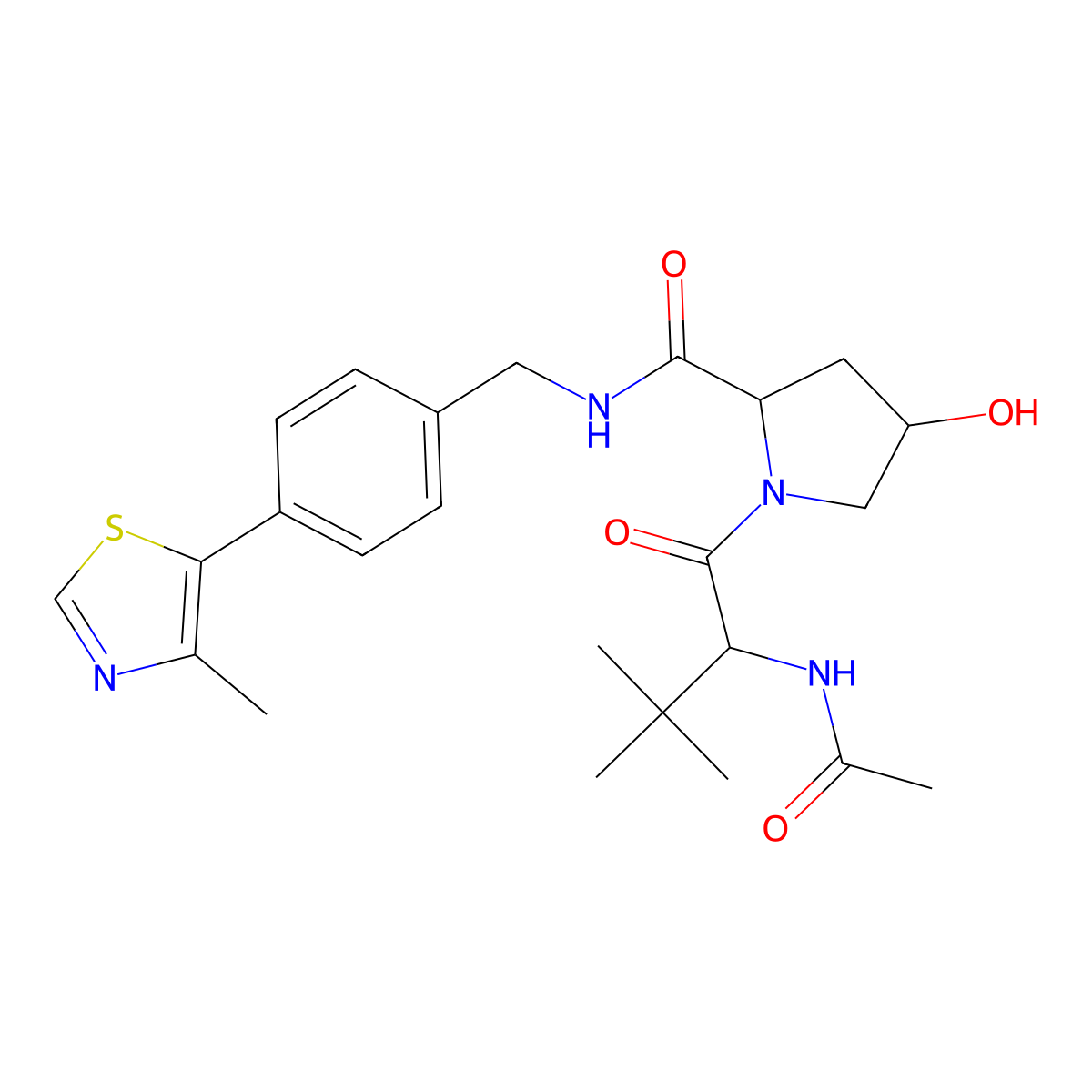 (2R,4S)-1-[(2S)-2-acetamido-3,3-dimethyl-butanoyl]-4-hydroxy-N-[[4-(4-methylthiazol-5-yl)phenyl]methyl]pyrrolidine-2-carboxamide molecular structure, CAS 2097602-09-8