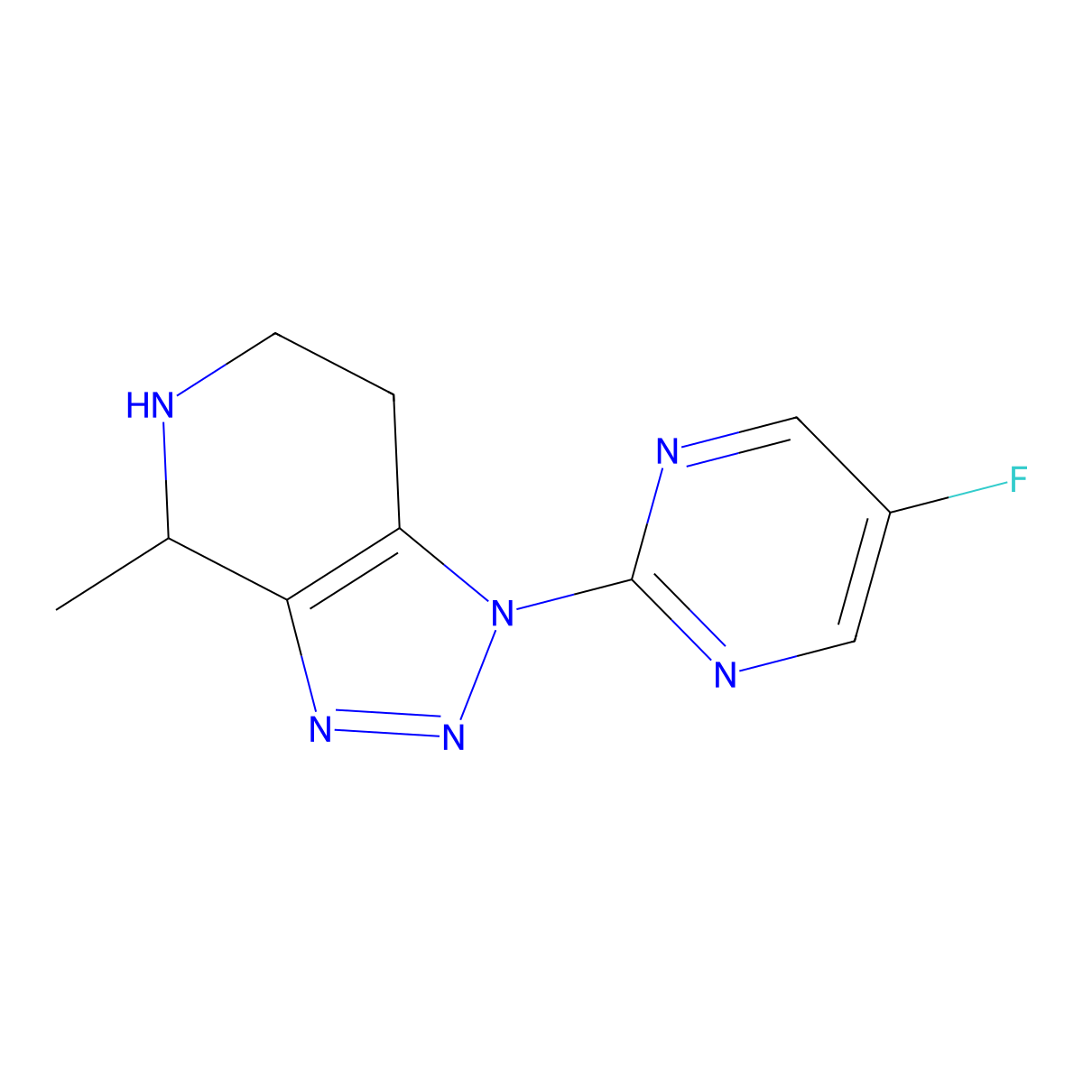 1-(5-fluoropyrimidin-2-yl)-4-methyl-4,5,6,7-tetrahydro-1H-[1,2,3]triazolo[4,5-c]pyridine molecular structure, CAS 2097603-71-7