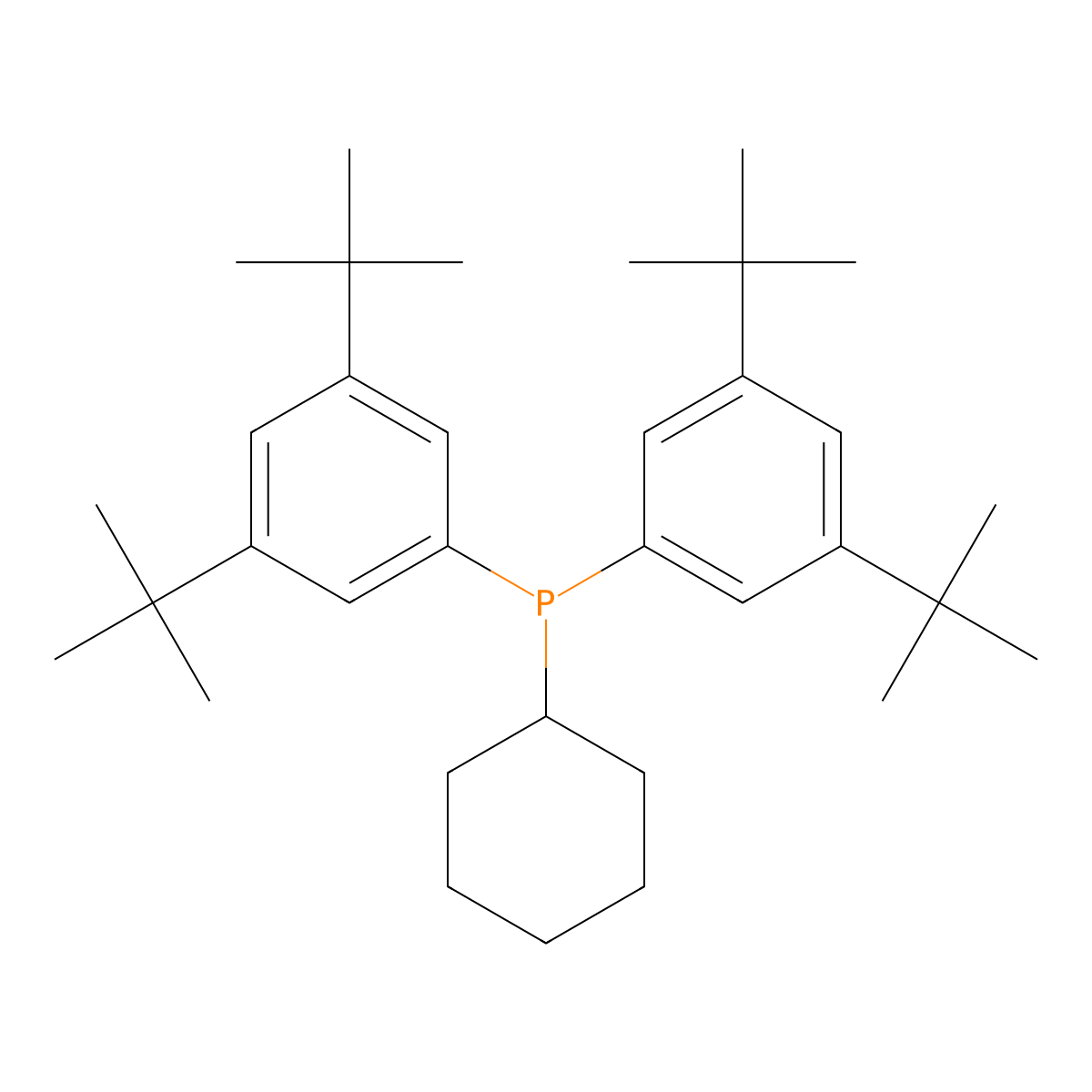 Bis(3,5-di-tert-butylphenyl)cyclohexylphosphine molecular structure, CAS 2097604-67-4