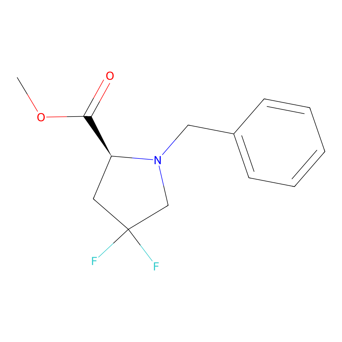 (S)-1-Benzyl-4,4-difluoro-pyrrolidine-2-carboxylic acid methyl ester molecular structure, CAS 2097656-52-3