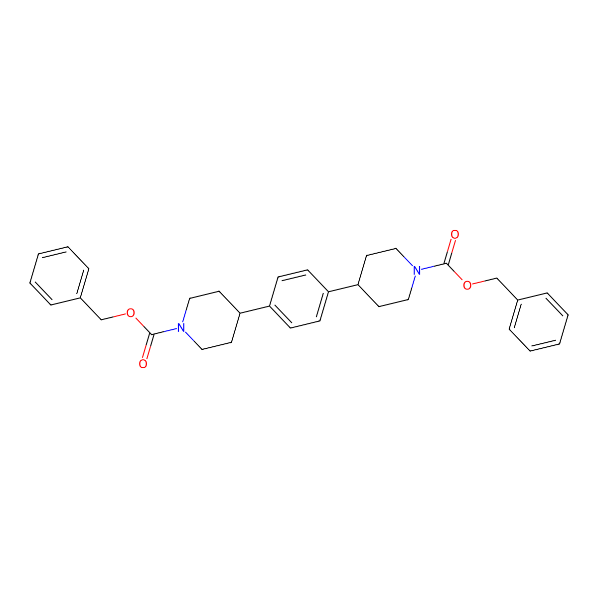 Dibenzyl 4,4'-(1,4-phenylene)dipiperidine-1-carboxylate molecular structure, CAS 2097673-46-4