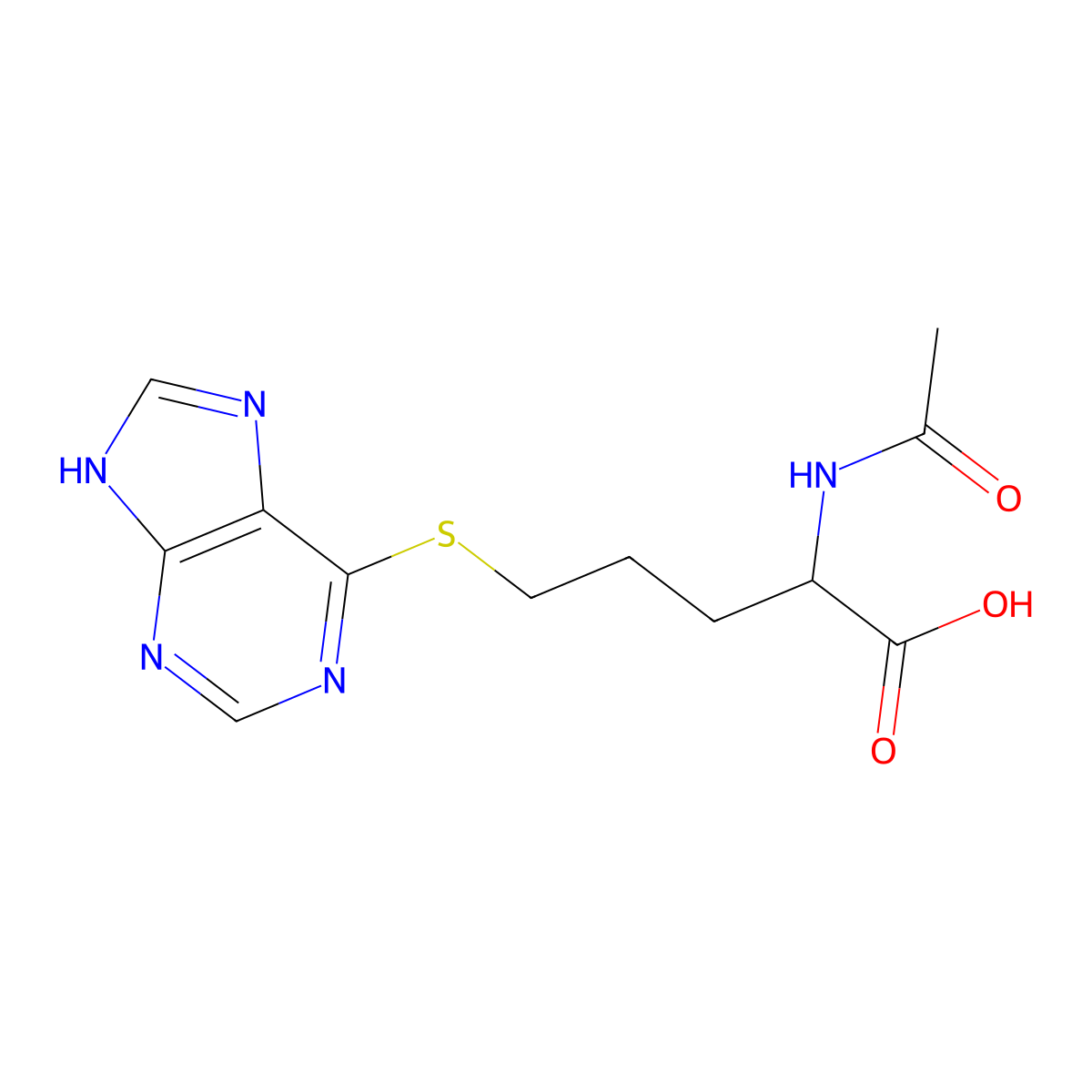 N-Acetyl-5-(9H-purin-6-ylthio)norvaline molecular structure, CAS 20977-22-4