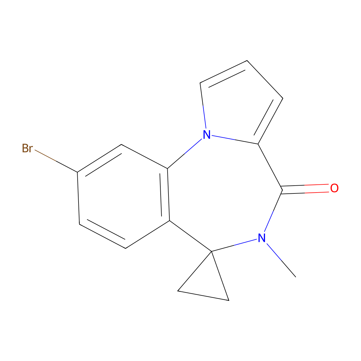 13'-Bromo-8'-methyl-2',8'-diazaspiro[cyclopropane-1,9'-tricyclo[8.4.0.0,2,6]tetradecane]-1'(14'),3',5',10',12'-pentaen-7'-one molecular structure, CAS 2097740-29-7