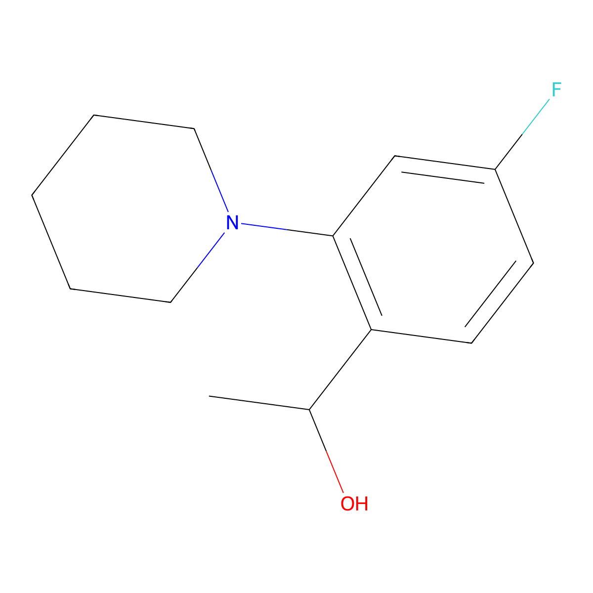1-[4-Fluoro-2-(1-piperidyl)phenyl]ethanol molecular structure, CAS 2097800-24-1