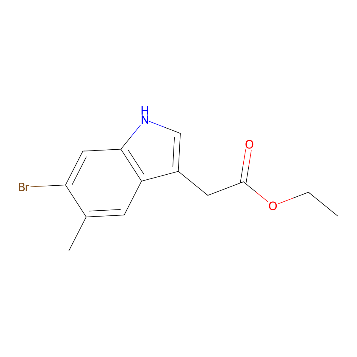 Ethyl 6-Bromo-5-methylindole-3-acetate molecular structure, CAS 2097800-26-3