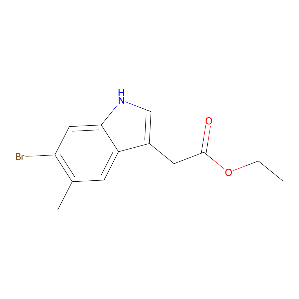 Ethyl 6-Bromo-5-methylindole-3-acetate molecular structure, CAS 2097800-26-3