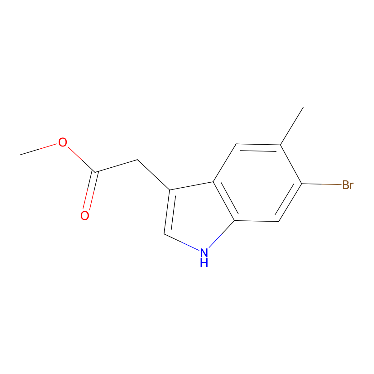 Methyl 6-Bromo-5-methylindole-3-acetate molecular structure, CAS 2097800-44-5