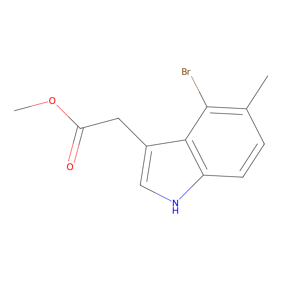 Methyl 4-Bromo-5-methylindole-3-acetate molecular structure, CAS 2097800-54-7