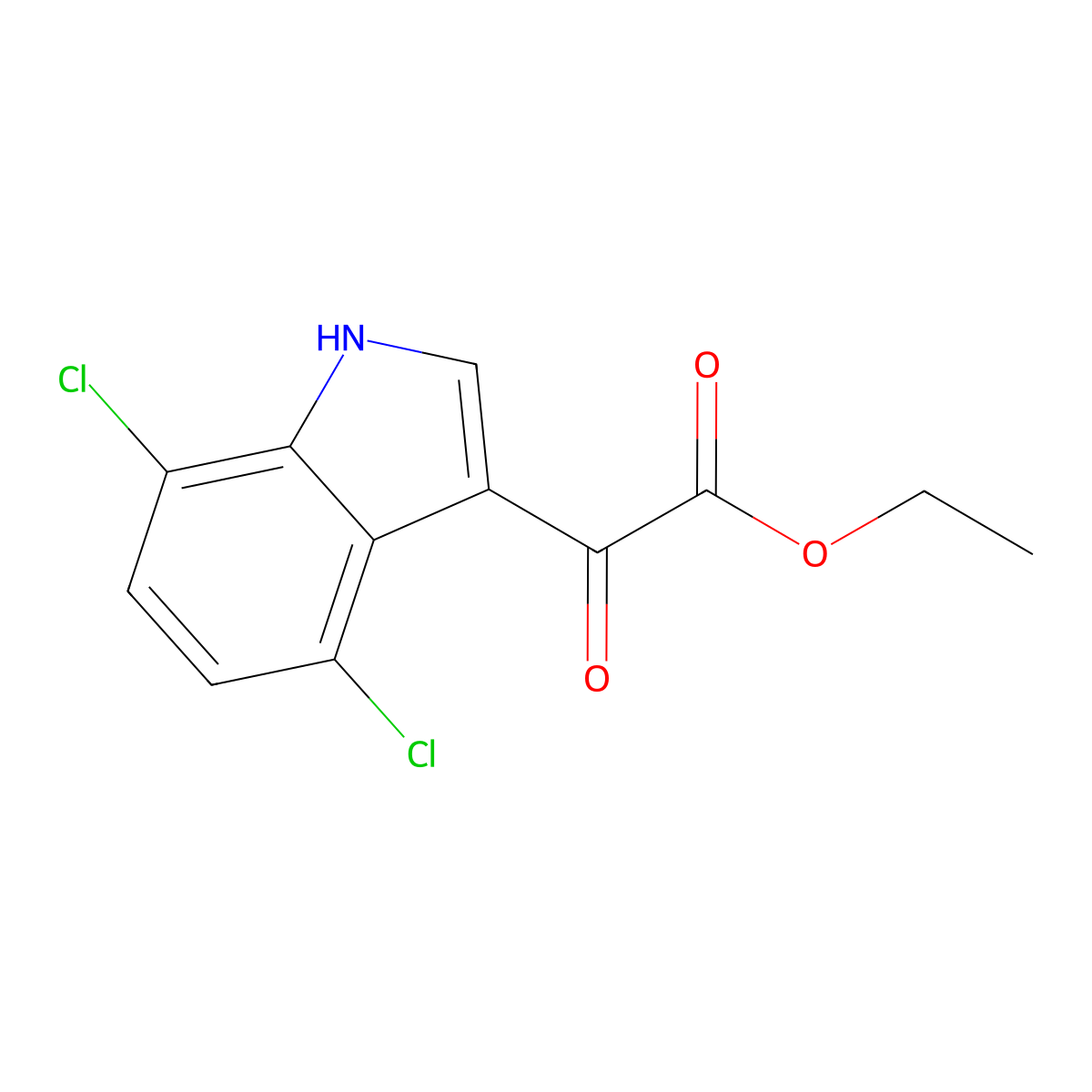 Ethyl 2-(4,7-Dichloro-3-indolyl)-2-oxoacetate molecular structure, CAS 2097800-55-8