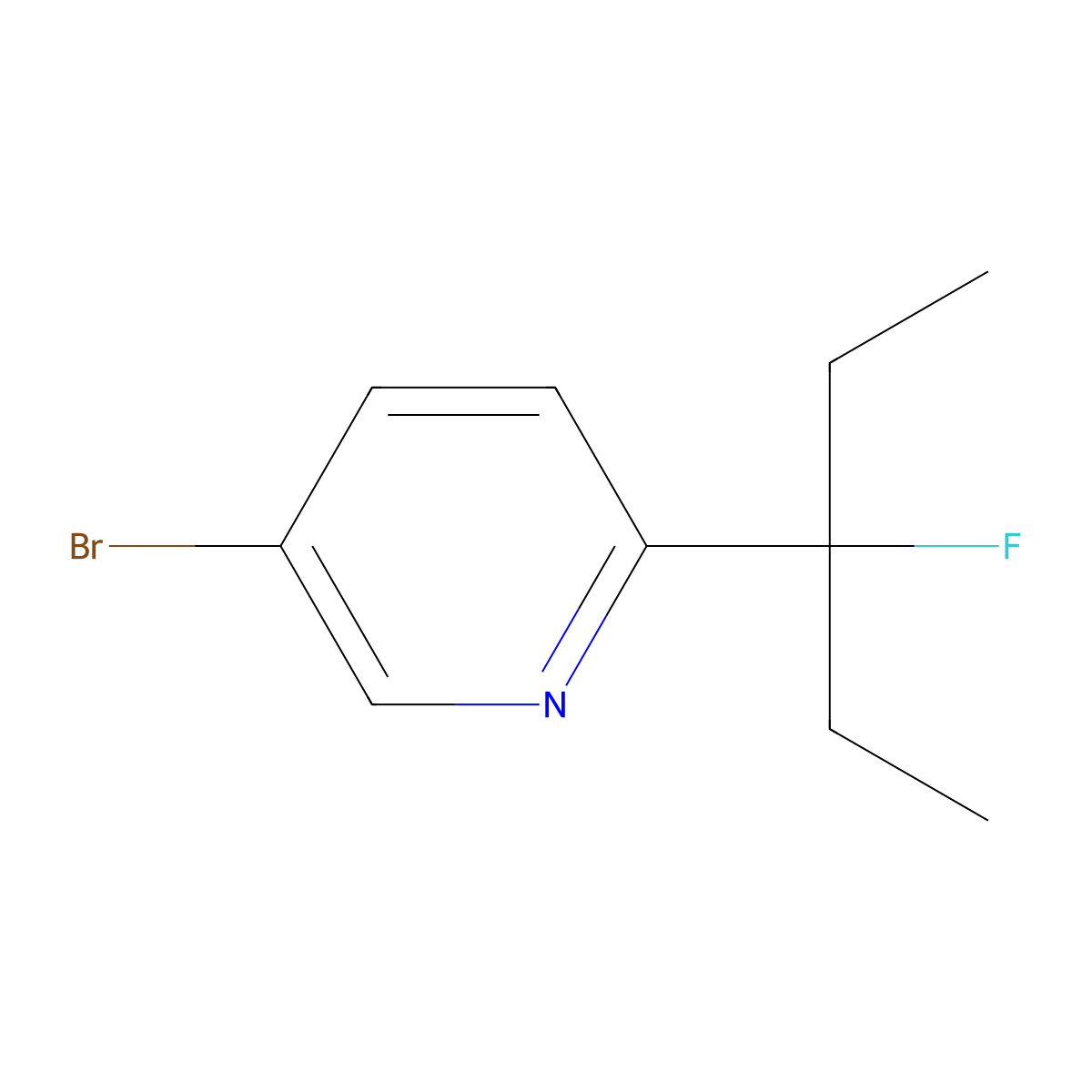 5-Bromo-2-(3-fluoro-3-pentyl)pyridine molecular structure, CAS 2097800-63-8