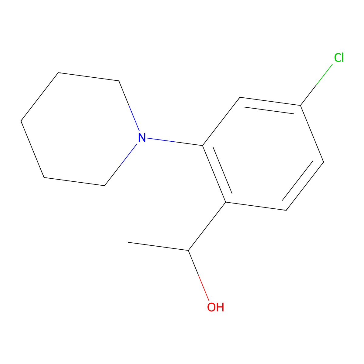 1-[4-Chloro-2-(1-piperidyl)phenyl]ethanol molecular structure, CAS 2097800-65-0