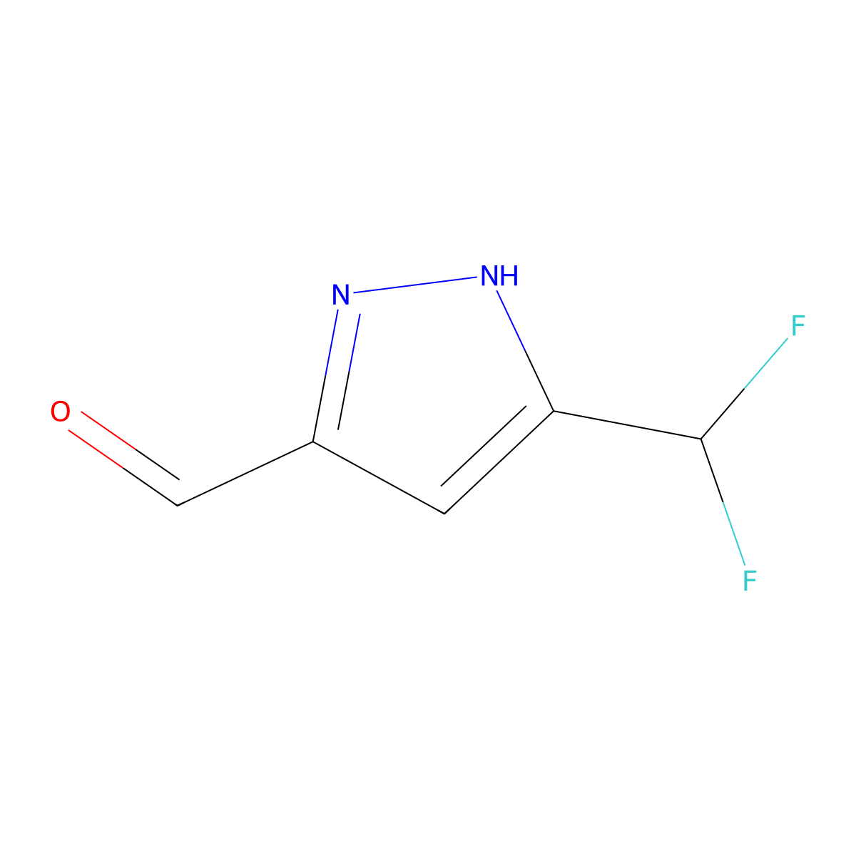 5-(Difluoromethyl)-1H-pyrazole-3-carbaldehyde molecular structure, CAS 2097855-39-3