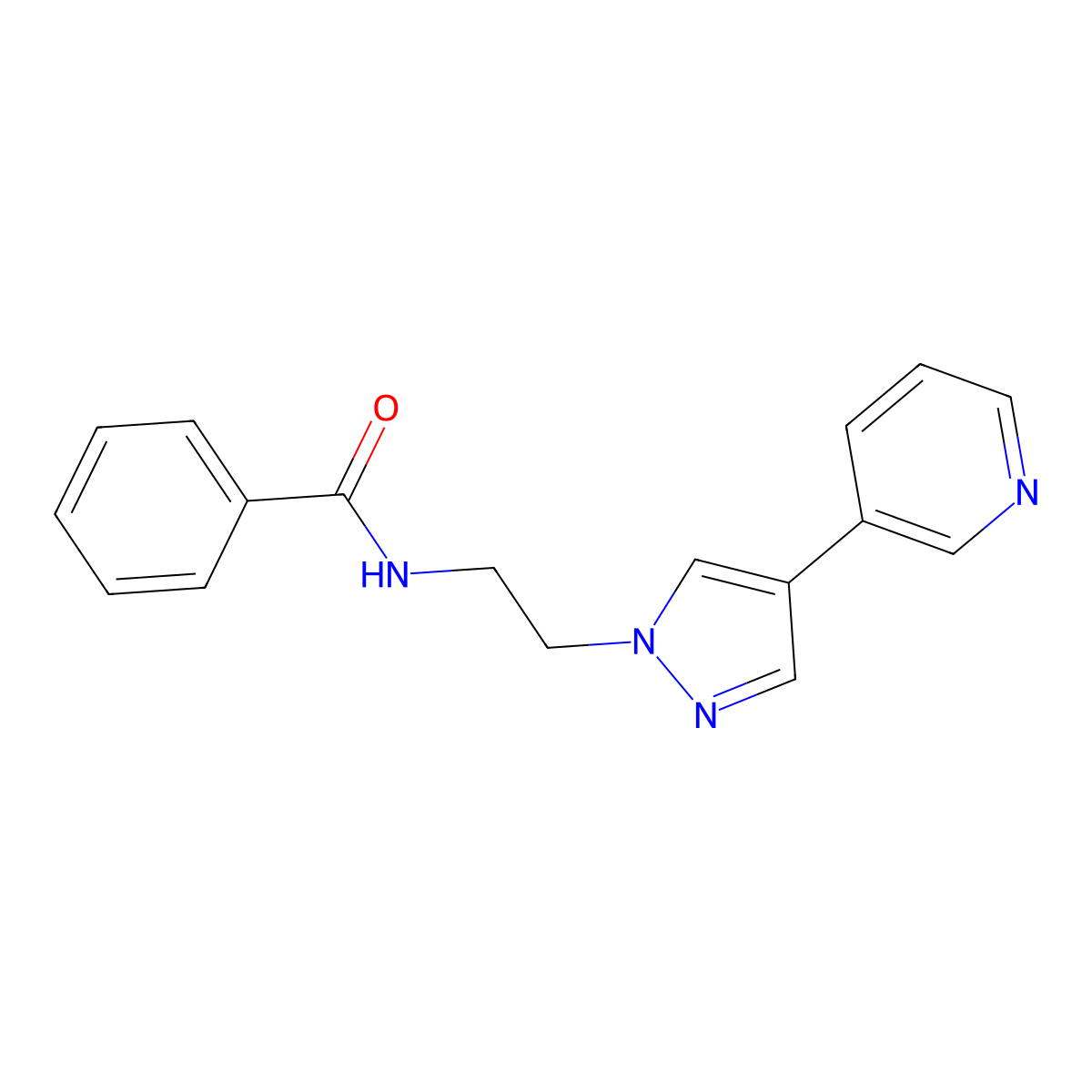 N-{2-[4-(pyridin-3-yl)-1H-pyrazol-1-yl]ethyl}benzamide molecular structure, CAS 2097856-91-0