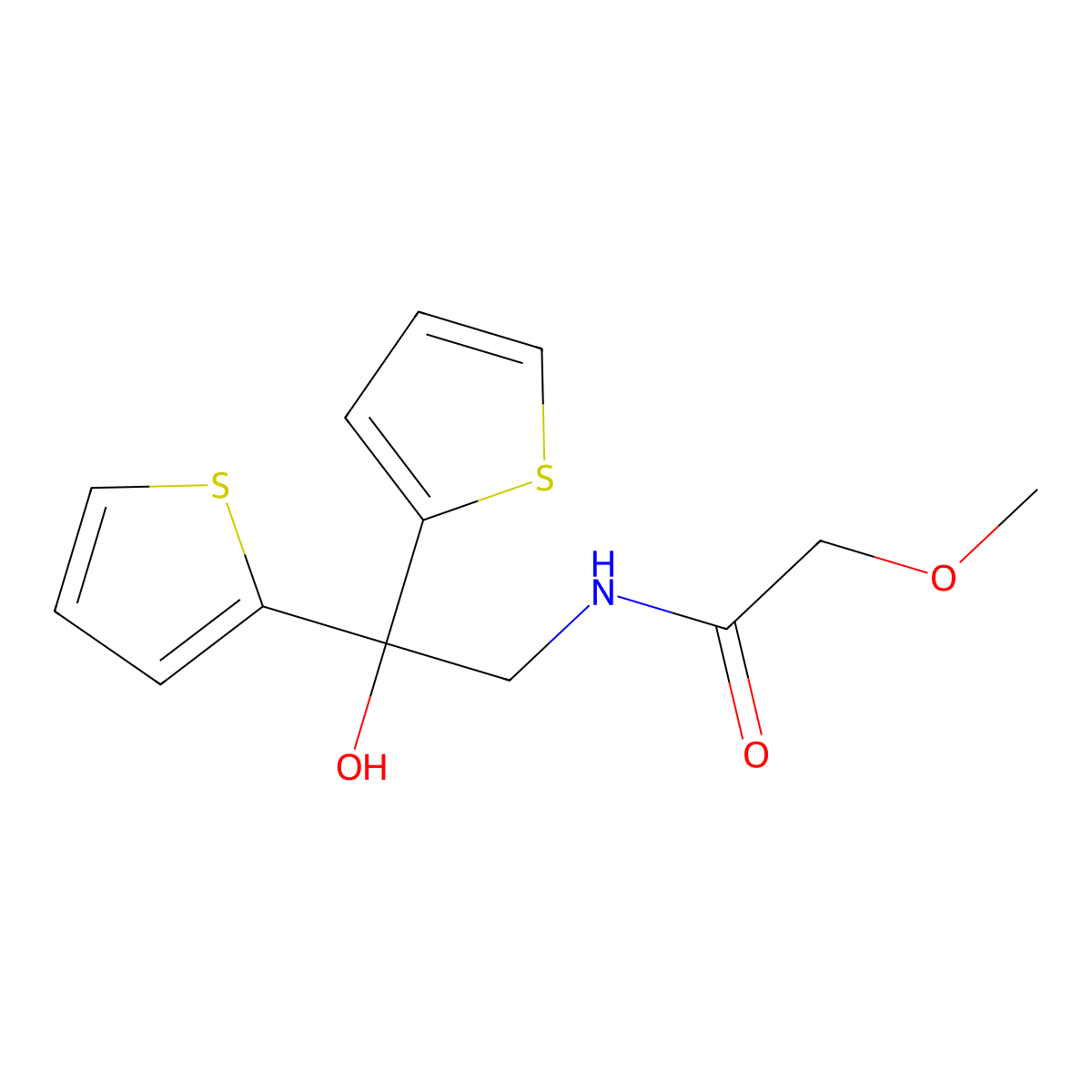 N-[2-hydroxy-2,2-bis(thiophen-2-yl)ethyl]-2-methoxyacetamide molecular structure, CAS 2097856-92-1