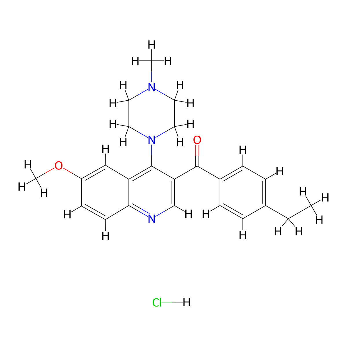 3-(4-Ethylbenzoyl)-6-methoxy-4-(4-methylpiperazin-1-yl)quinoline hydrochloride molecular structure, CAS 2097856-96-5