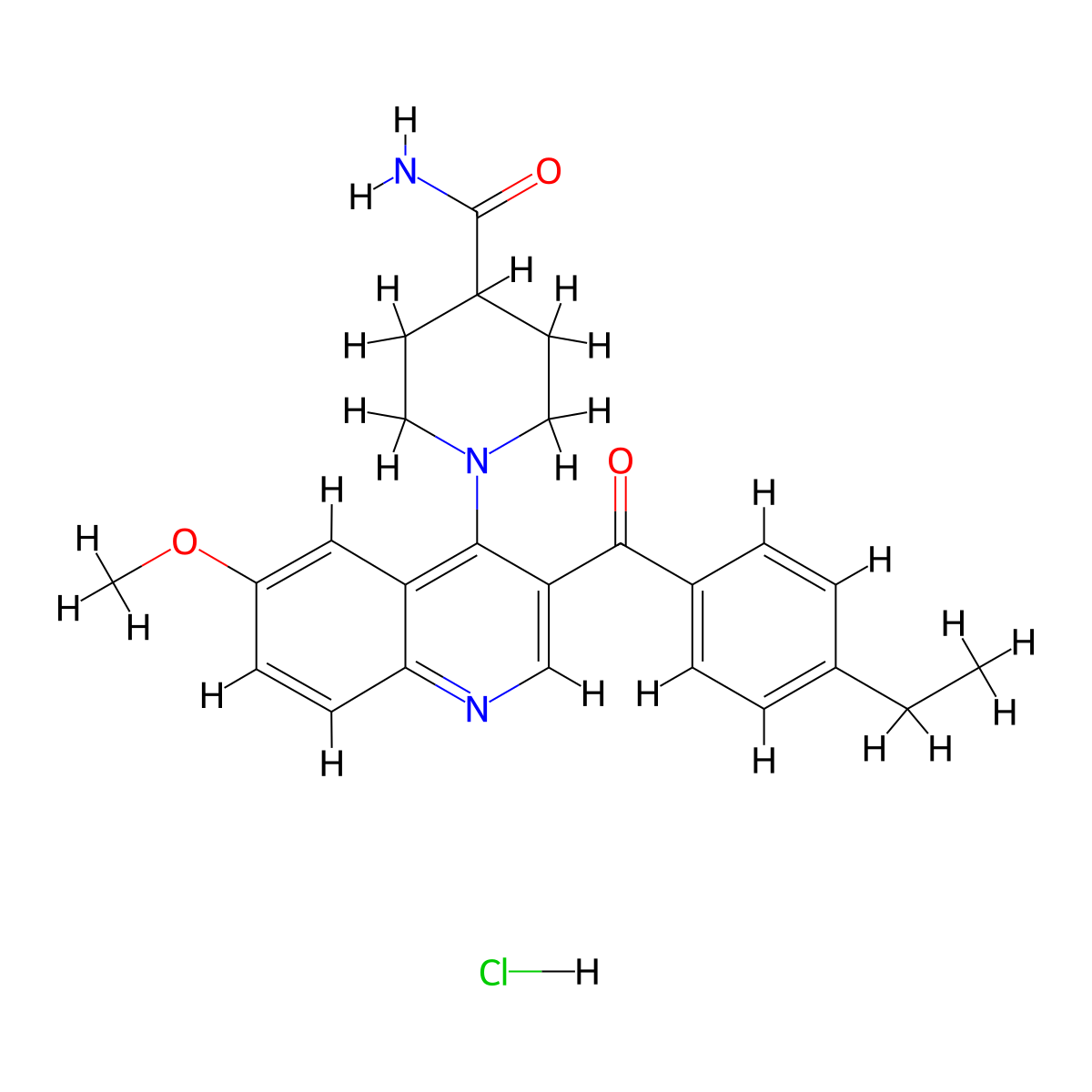 1-[3-(4-Ethylbenzoyl)-6-methoxyquinolin-4-yl]piperidine-4-carboxamide hydrochloride molecular structure, CAS 2097856-97-6
