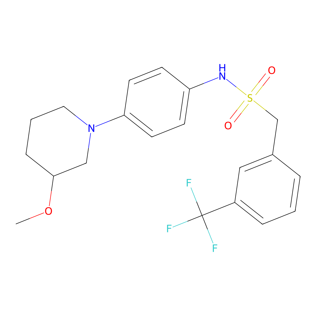 N-[4-(3-methoxypiperidin-1-yl)phenyl]-1-[3-(trifluoromethyl)phenyl]methanesulfonamide molecular structure, CAS 2097857-04-8