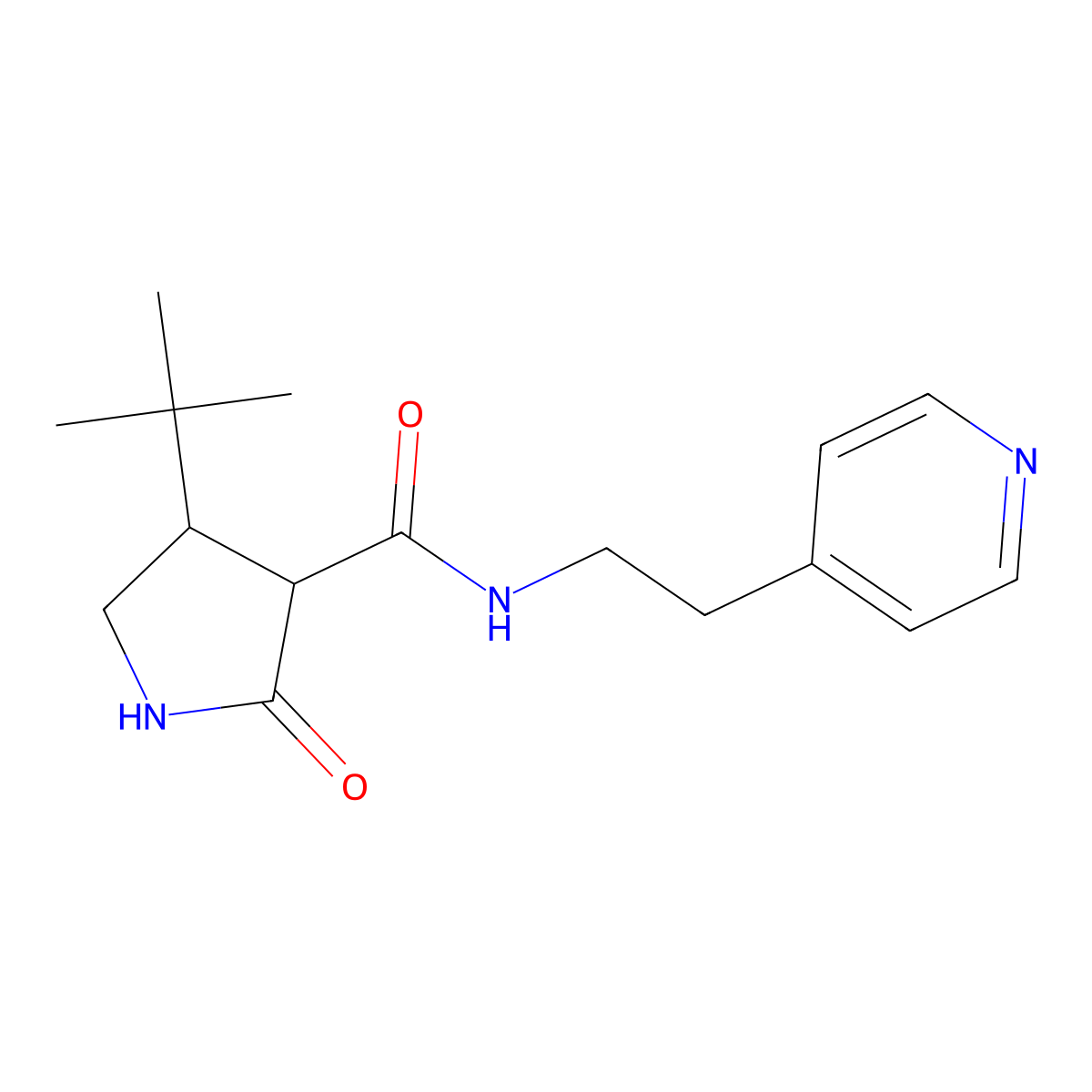 4-tert-butyl-2-oxo-N-[2-(pyridin-4-yl)ethyl]pyrrolidine-3-carboxamide molecular structure, CAS 2097857-05-9