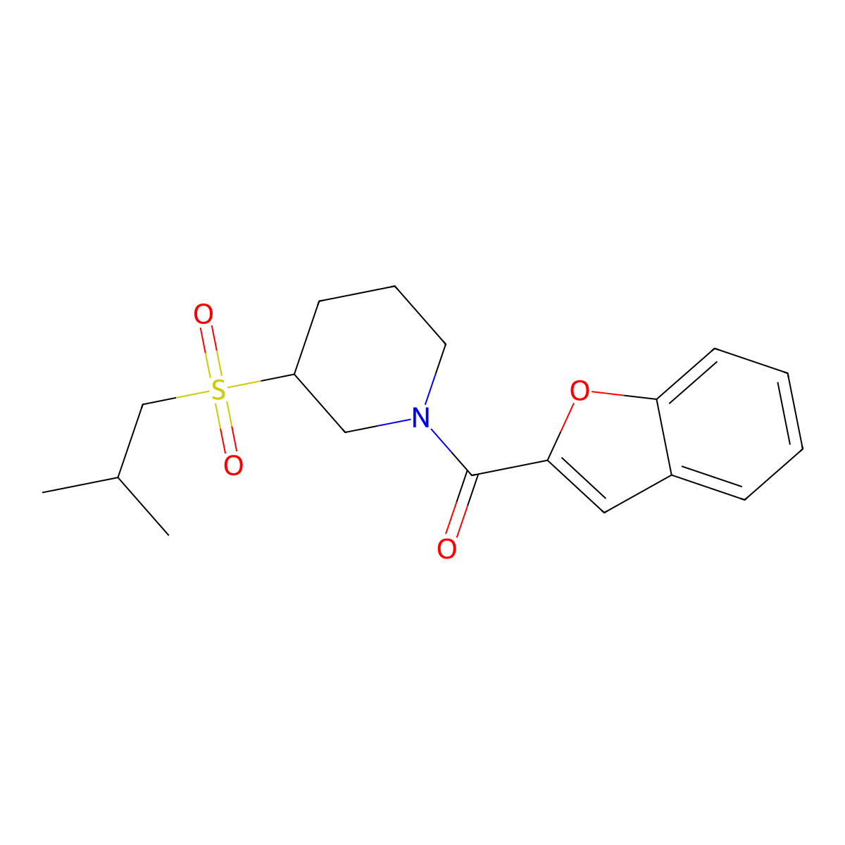 1-(1-Benzofuran-2-carbonyl)-3-(2-methylpropanesulfonyl)piperidine molecular structure, CAS 2097857-07-1
