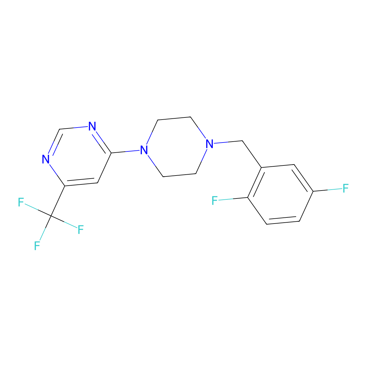 4-{4-[(2,5-Difluorophenyl)methyl]piperazin-1-yl}-6-(trifluoromethyl)pyrimidine molecular structure, CAS 2097857-19-5