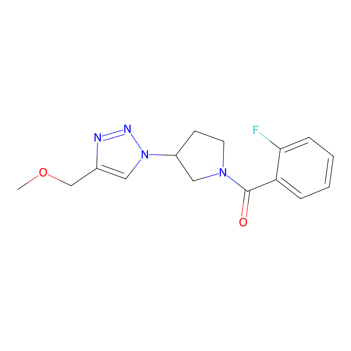 1-[1-(2-fluorobenzoyl)pyrrolidin-3-yl]-4-(methoxymethyl)-1H-1,2,3-triazole molecular structure, CAS 2097857-23-1