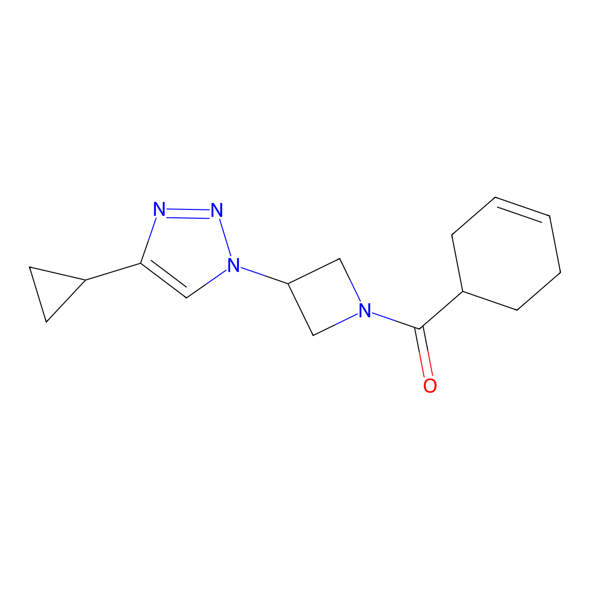 cyclohex-3-en-1-yl(3-(4-cyclopropyl-1H-1,2,3-triazol-1-yl)azetidin-1-yl)methanone molecular structure, CAS 2097857-25-3