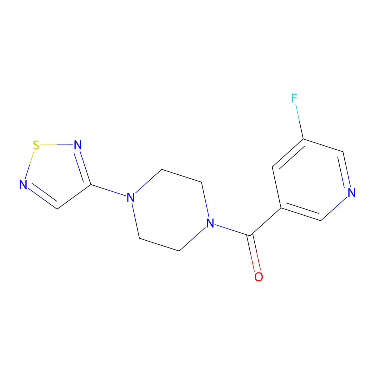 1-(5-Fluoropyridine-3-carbonyl)-4-(1,2,5-thiadiazol-3-yl)piperazine molecular structure, CAS 2097857-26-4