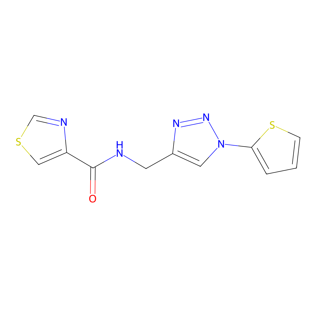 N-{[1-(thiophen-2-yl)-1H-1,2,3-triazol-4-yl]methyl}-1,3-thiazole-4-carboxamide molecular structure, CAS 2097857-36-6