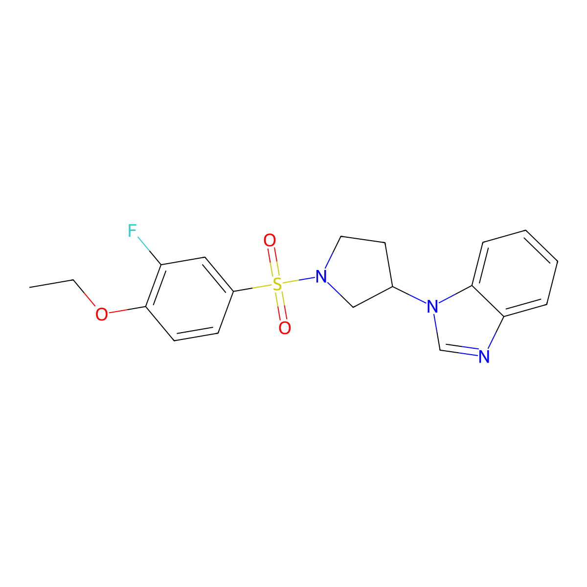 1-(1-((4-ethoxy-3-fluorophenyl)sulfonyl)pyrrolidin-3-yl)-1H-benzo[d]imidazole molecular structure, CAS 2097857-39-9